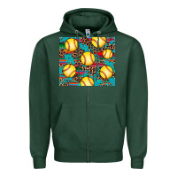 Sports Green softball Zipper Hoodie - Artiststas