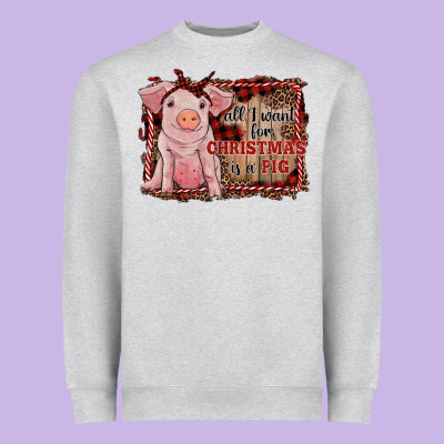 All I Want For Christmas Is A Pig Sitting Pig Heavyweight Sweatshirt Designed By Ranaportraitstore