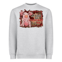 Heather Grey all i want for christmas is a pig sitting pig Heavyweight Sweatshirt - RanaPortraitStore