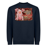 Navy all i want for christmas is a pig sitting pig Heavyweight Sweatshirt - RanaPortraitStore