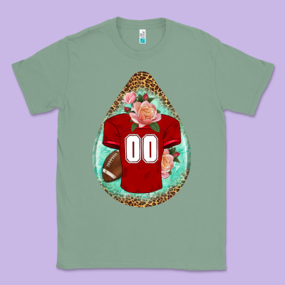 American Football And Western Roses Teardrop Classic Tee Designed By Bundleandbundleshop