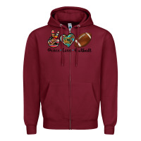 Burgundy peace love football Zipper Hoodie - Artiststas