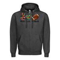 Charcoal Heather peace love football Zipper Hoodie - Artiststas