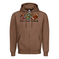 Chestnut peace love football Zipper Hoodie - Artiststas