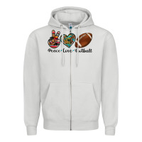 Dove Grey peace love football Zipper Hoodie - Artiststas