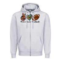 Heather Grey peace love football Zipper Hoodie - Artiststas