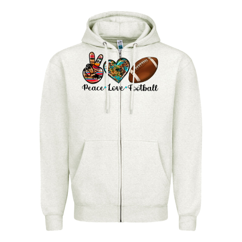 Peace Love Football Zipper Hoodie by Artiststas | Teevron