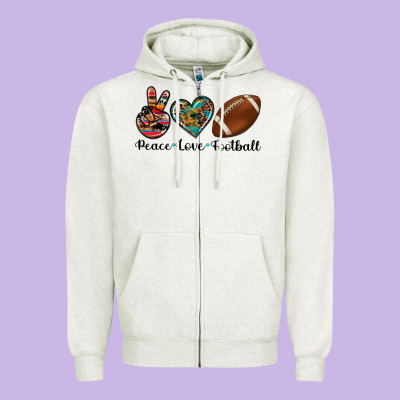Peace Love Football Zipper Hoodie Designed By Artiststas
