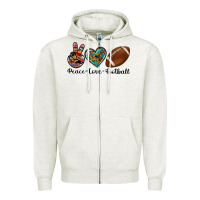 Oatmeal Heather peace love football Zipper Hoodie - Artiststas