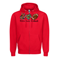 Red peace love football Zipper Hoodie - Artiststas
