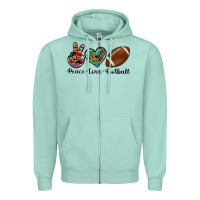 Seafoam peace love football Zipper Hoodie - Artiststas