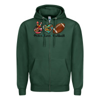 Sports Green peace love football Zipper Hoodie - Artiststas
