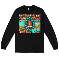 Black football leopard turquoise gemstone sunflower Long Sleeve Tee - JahusDesignShop