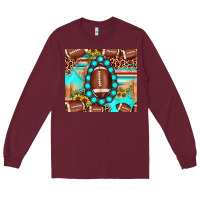Burgundy football leopard turquoise gemstone sunflower Long Sleeve Tee - JahusDesignShop