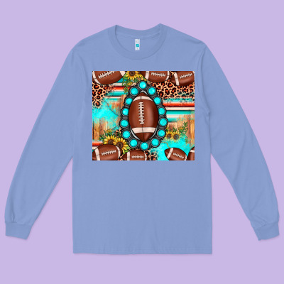 Football Leopard Turquoise Gemstone Sunflower Long Sleeve Tee Designed By Jahusdesignshop