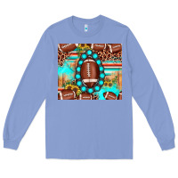 Colony Blue football leopard turquoise gemstone sunflower Long Sleeve Tee - JahusDesignShop