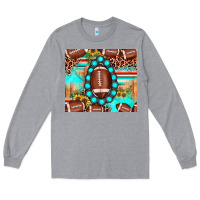 Heather Grey football leopard turquoise gemstone sunflower Long Sleeve Tee - JahusDesignShop