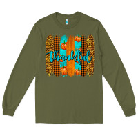 Army Green thankful brushstrokes Long Sleeve Tee - AdoDesignShop
