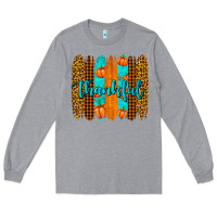 Heather Grey thankful brushstrokes Long Sleeve Tee - AdoDesignShop