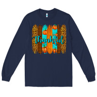 Navy thankful brushstrokes Long Sleeve Tee - AdoDesignShop