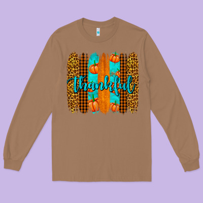 Thankful Brushstrokes Long Sleeve Tee Designed By Adodesignshop