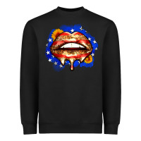 Black leopard american flag lips Heavyweight Sweatshirt - Zillion Design Studio