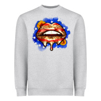 Leopard American Flag Lips Heavyweight Sweatshirt | Teevron