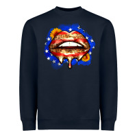 Navy leopard american flag lips Heavyweight Sweatshirt - Zillion Design Studio