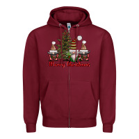 Burgundy merry christmas with gnomes Zipper Hoodie - AdoDesignShop