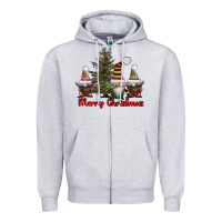 Heather Grey merry christmas with gnomes Zipper Hoodie - AdoDesignShop