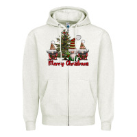 Oatmeal Heather merry christmas with gnomes Zipper Hoodie - AdoDesignShop