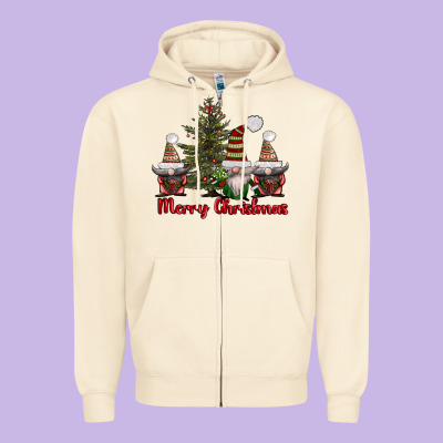 Merry Christmas With Gnomes Zipper Hoodie Designed By Adodesignshop