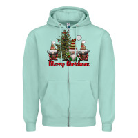 Seafoam merry christmas with gnomes Zipper Hoodie - AdoDesignShop