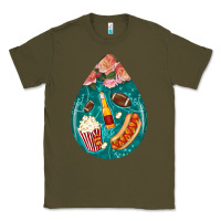Army Green american football and western roses teardrop Classic Tee - BundleAndBundleShop