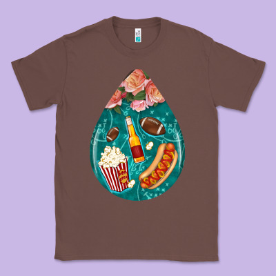 American Football And Western Roses Teardrop Classic Tee Designed By Bundleandbundleshop