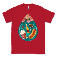Red american football and western roses teardrop Classic Tee - BundleAndBundleShop