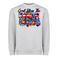 Heather Grey god bless the usa Heavyweight Sweatshirt - Zillion Design Studio