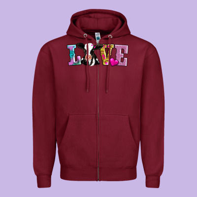 Love With Cow Zipper Hoodie Designed By Adodesignshop