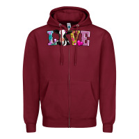 Burgundy love with cow Zipper Hoodie - AdoDesignShop