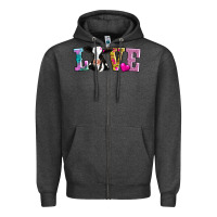 Charcoal Heather love with cow Zipper Hoodie - AdoDesignShop