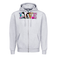 Heather Grey love with cow Zipper Hoodie - AdoDesignShop