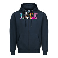 Navy love with cow Zipper Hoodie - AdoDesignShop