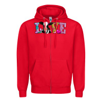 Red love with cow Zipper Hoodie - AdoDesignShop