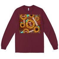 Burgundy football leopard sunflower Long Sleeve Tee - JahusDesignShop