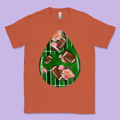 American Football And Western Roses Teardrop Classic Tee Designed By Bundleandbundleshop