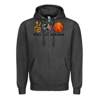 Charcoal Heather peace love basketball Zipper Hoodie - Artiststas
