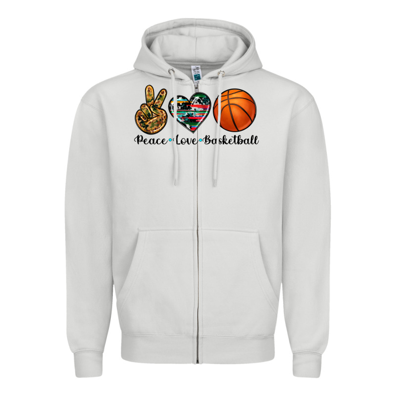Peace Love Basketball Zipper Hoodie by Artiststas | Teevron