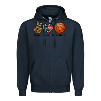 Navy peace love basketball Zipper Hoodie - Artiststas