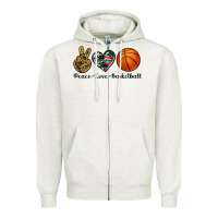 Oatmeal Heather peace love basketball Zipper Hoodie - Artiststas