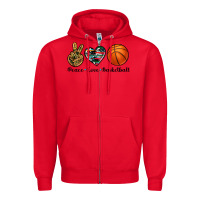 Red peace love basketball Zipper Hoodie - Artiststas